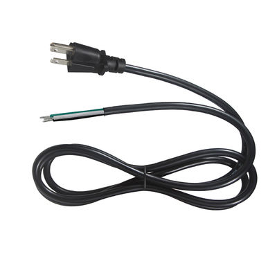 NEMA 5-15P Cordón de alimentación con alambre de barra de lata 3 conductores US cable de enchufe para cableado DIY, panel, uso de bloques terminales