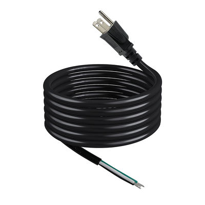 NEMA 5-15P Cordón de alimentación con alambre de barra de lata 3 conductores US cable de enchufe para cableado DIY, panel, uso de bloques terminales