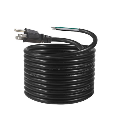 NEMA 5-15P Cordón de alimentación con alambre de barra de lata 3 conductores US cable de enchufe para cableado DIY, panel, uso de bloques terminales