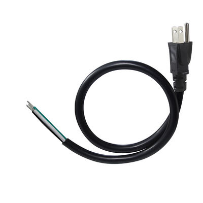 NEMA 5-15P Cordón de alimentación con alambre de barra de lata 3 conductores US cable de enchufe para cableado DIY, panel, uso de bloques terminales