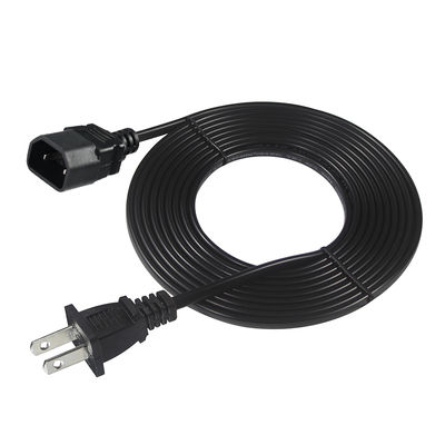 Cable de alimentación NEMA 1-15P a IEC C18 - Cable de 2 clavijas de enchufe estadounidense a conector C18 para adaptador de portátil, proyector, fuente de alimentación de monitor