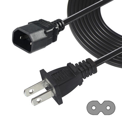 Cable de alimentación NEMA 1-15P a IEC C18 - Cable de 2 clavijas de enchufe estadounidense a conector C18 para adaptador de portátil, proyector, fuente de alimentación de monitor