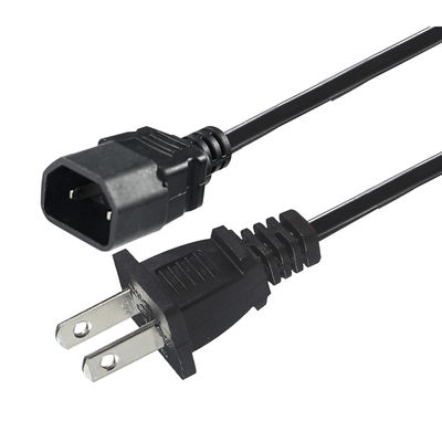 Cable de alimentación NEMA 1-15P a IEC C18 - Cable de 2 clavijas de enchufe estadounidense a conector C18 para adaptador de portátil, proyector, fuente de alimentación de monitor