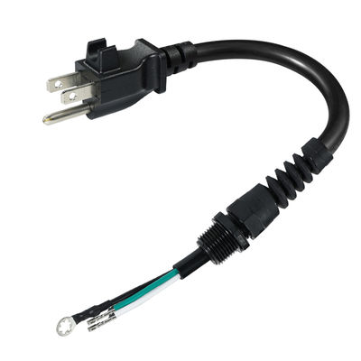 Cable de extensión de extremo abierto de 3P, enchufe NEMA 5-15P a cable pelado, cable de alimentación de 14AWG con clip de alivio de tensión, uso en interiores/exteriores