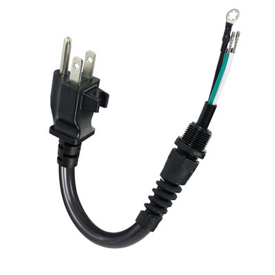 Cable de extensión de extremo abierto de 3P, enchufe NEMA 5-15P a cable pelado, cable de alimentación de 14AWG con clip de alivio de tensión, uso en interiores/exteriores