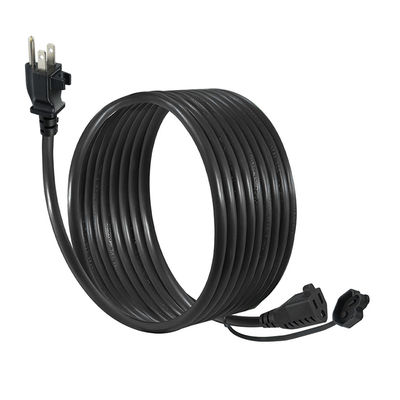 Cable de extensión con enchufe NEMA 5-15P y clip para cable, calibre 14AWG