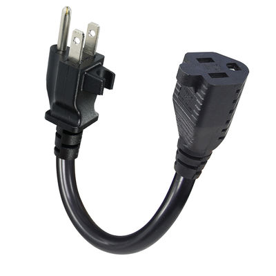 Cable de extensión con enchufe NEMA 5-15P y clip para cable, calibre 14AWG