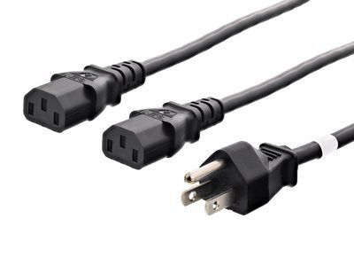 Cable de alimentación divisor en Y de 16 AWG y 10 pies para computadoras y monitores