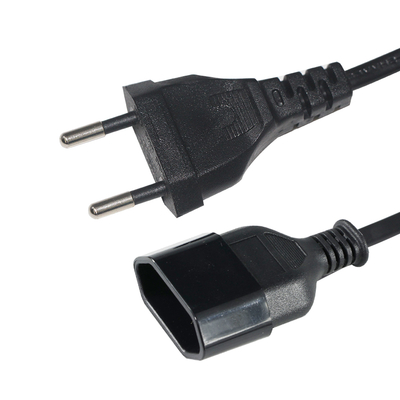 Cable de extensión de corriente alterna europeo de 2 pines de varón a hembra 1.2 M Cable de extensión de corriente alterna europeo para electrodomésticos de oficina y cocina