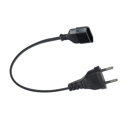 Cable de extensión de corriente alterna europeo de 2 pines de varón a hembra 1.2 M Cable de extensión de corriente alterna europeo para electrodomésticos de oficina y cocina