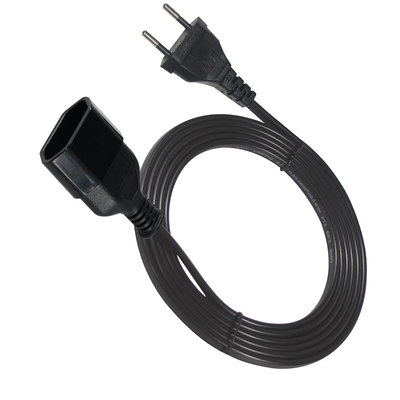 Cable de extensión de corriente alterna europeo de 2 pines de varón a hembra 1.2 M Cable de extensión de corriente alterna europeo para electrodomésticos de oficina y cocina
