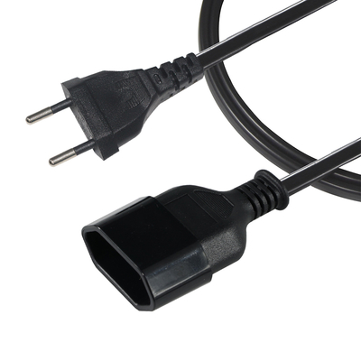 Cable de extensión de corriente alterna europeo de 2 pines de varón a hembra 1.2 M Cable de extensión de corriente alterna europeo para electrodomésticos de oficina y cocina