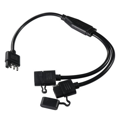Arnés de cableado de luz de remolque divisor en Y de 3 vías, PVC negro de 1,2 m