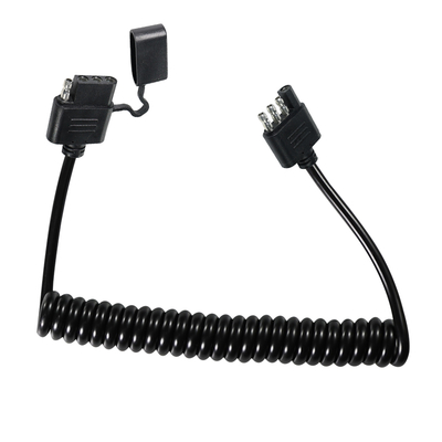 Cable de extensión de luz de remolque en espiral de 4 pines -Arnés de alambre espiral resistente a la intemperie para remolque RV