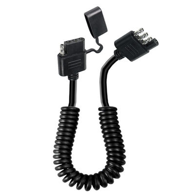 Cuatro pines de remolque enrollados con cable de extensión de luz, resistente a la intemperie 1.2M negro