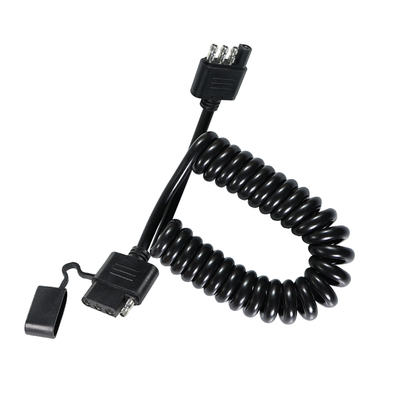 Cable de extensión de luz de remolque en espiral de 4 pines -Arnés de alambre espiral resistente a la intemperie para remolque RV