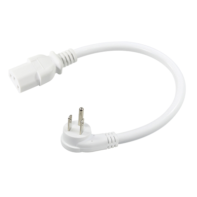 Ángulo recto NEMA 5-15P a C13 Cordón de alimentación US de 3 puntas enchufe a IEC C13 Cable CA para monitor, servidor, PDU, 10A 125V