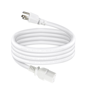 Ángulo recto NEMA 5-15P a C13 Cordón de alimentación US de 3 puntas enchufe a IEC C13 Cable CA para monitor, servidor, PDU, 10A 125V
