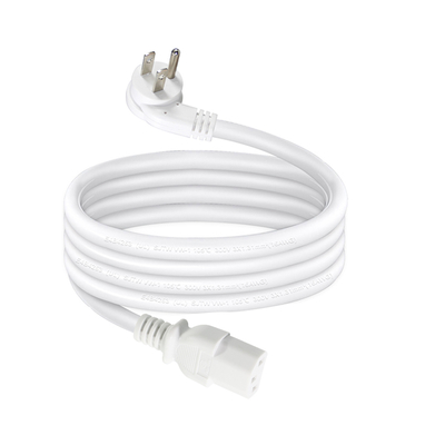 Ángulo recto NEMA 5-15P a C13 Cordón de alimentación US de 3 puntas enchufe a IEC C13 Cable CA para monitor, servidor, PDU, 10A 125V