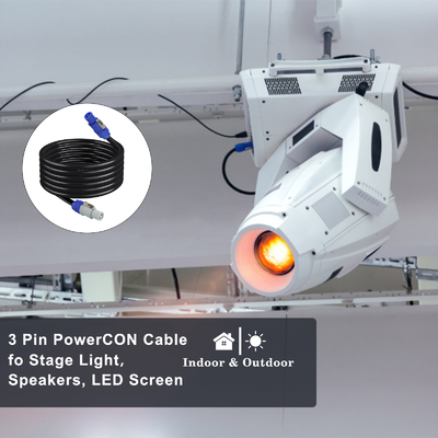 Cable de extensión PowerCON - 3-Pin de bloqueo del cable de alimentación de CA para iluminación de escenario, equipos de audio, distribución de energía para eventos