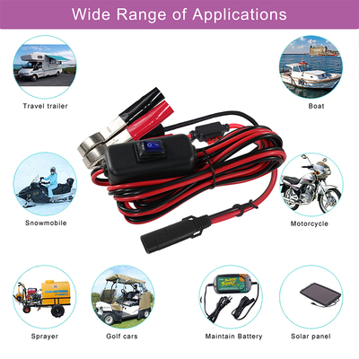 SAE a Alligator Clip Cable de batería con fusible en línea y interruptor - 12V de potencia de extensión de plomo para la energía solar, automotriz, bricolaje