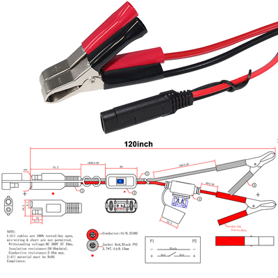 SAE a Alligator Clip Cable de batería con fusible en línea y interruptor - 12V de potencia de extensión de plomo para la energía solar, automotriz, bricolaje