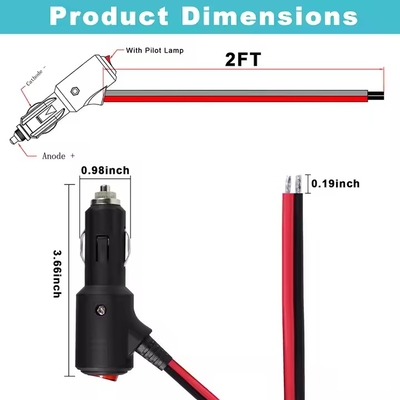 Cable de alimentación de encendedor de cigarrillos de 12V 24V a cable de alimentación de alambre estañado