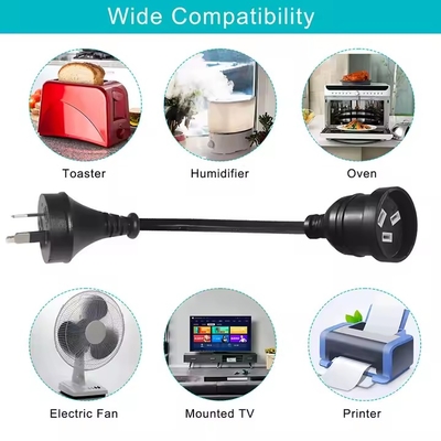 Cable de extensión divisor de enchufe AU a 2 x tomas AUS - Cable de alimentación de red australiano de 3 clavijas