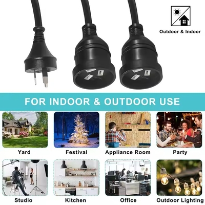 Cable de extensión divisor de enchufe AU a 2 x tomas AUS - Cable de alimentación de red australiano de 3 clavijas