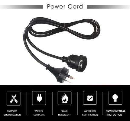 Universal 3 Pin Australia Aus Nzs Plug Cable de computadora de hombre a mujer Cordón eléctrico