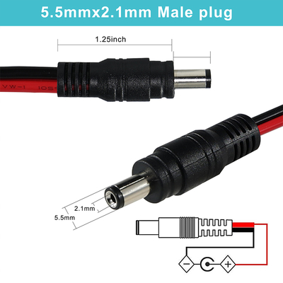 Cable de alimentación de enchufe macho DC a cable estañado, 5,5x2,1 mm o 5,5x2,5 mm, cable adaptador de corriente de 12 V CC para CCTV, LED, bricolaje