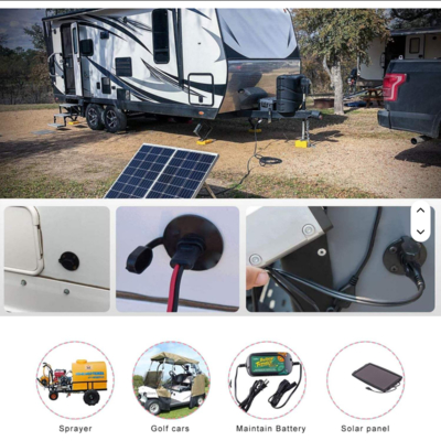 Puerto lateral de enchufe SAE con tapa de polvo y tornillos de montaje, conector de montaje de panel para energía solar, motocicleta, carga de baterías