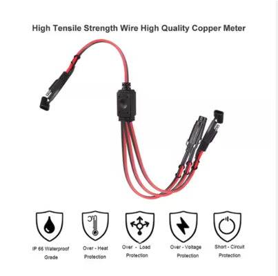 Cable de separación de energía SAE de 1 a 3 vías, adaptador SAE Y para paneles solares, cargador de baterías, distribución de energía 12V CC