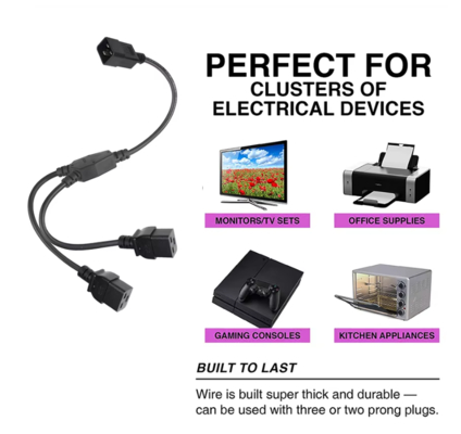 Cable divisor de alimentación C20 a doble C19, 250V 16A, cable de extensión IEC de alta resistencia para PDU, servidor, uso en centro de datos