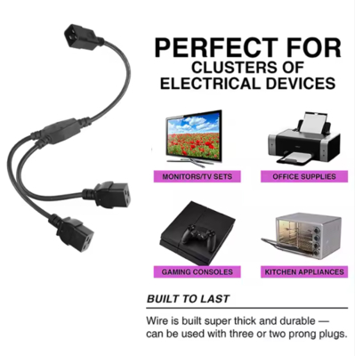 Cable divisor de alimentación C20 a doble C19, 250V 16A, cable de extensión IEC de alta resistencia para PDU, servidor, uso en centro de datos