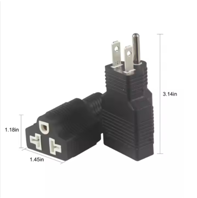NEMA 5-15P a 5-15R Adaptador de enchufe de ángulo derecho 15A 125V