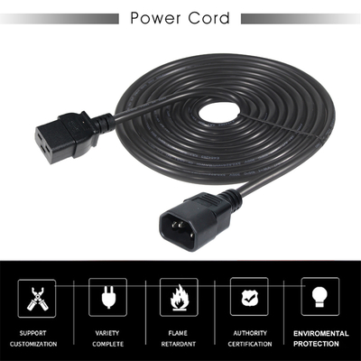 Cable de alimentación de IEC C19 a C14 18-14AWG chaqueta de PVC