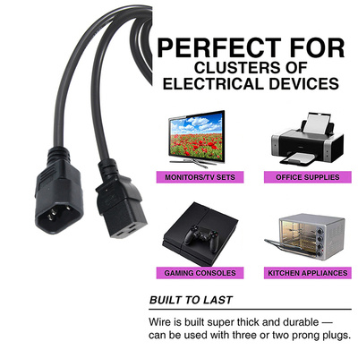Cable de alimentación de IEC C19 a C14 18-14AWG chaqueta de PVC