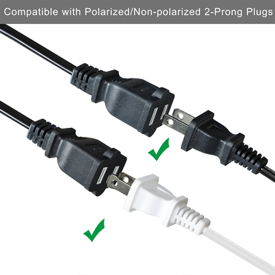 Cable de extensión de 2 clavijas NEMA 1-15P a 1-15R, 110V-250V, cobre, PVC