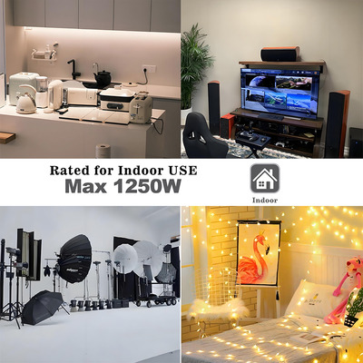 Cable de extensión de 2 clavijas NEMA 1-15P a 1-15R, 110V-250V, cobre, PVC