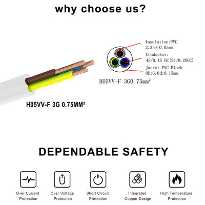 Cable de alimentación CEE 77 EU a C5 hembra, 0,75 mm, PVC, cobre