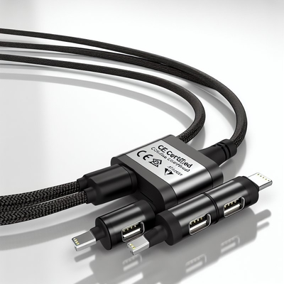 Cable de carga USB de 3 en 1 con carga rápida de 15 W con certificación CE