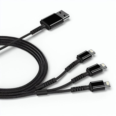 Cable de carga USB de 3 en 1 con carga rápida de 15 W con certificación CE