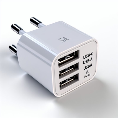 Cargador USB enchufable con puertos USB-C y USB-A 5V 3.4A