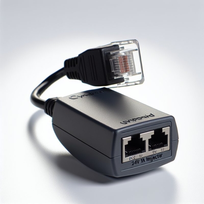Inyector POE de 24V 1A con enchufe del Reino Unido y 2 puertos RJ45 para cámara IP
