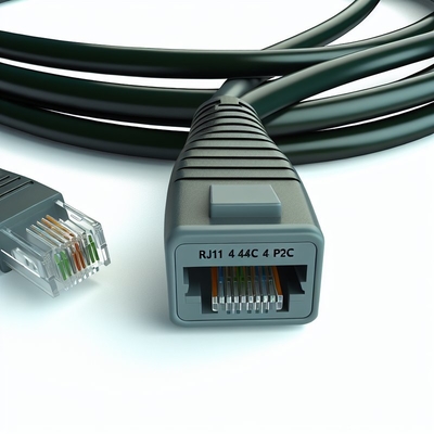 Cable telefónico RJ11 negro de 25 pies 4P4C 4P2C Cable de extensión