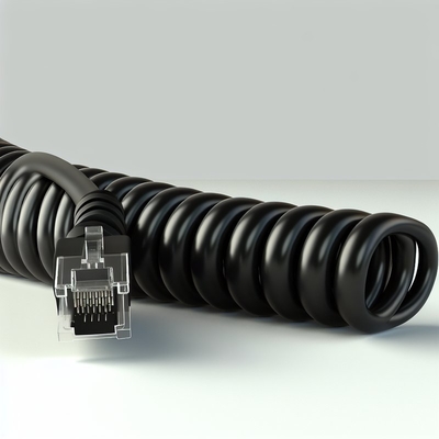 Cable telefónico en espiral RJ11 RJ12 de 6 pies 24AWG 350MHz blindado