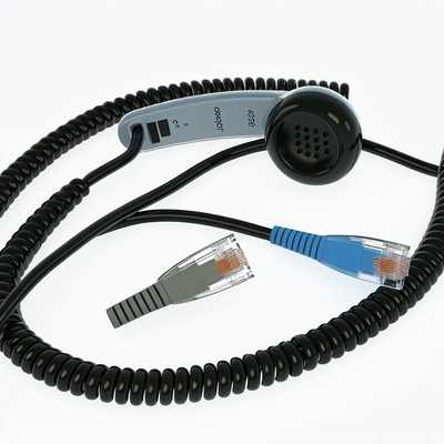 Cable telefónico enrollado RJ9 personalizado 5 pies chaqueta de PVC negro