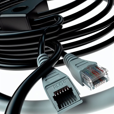 Cable telefónico enrollado RJ9 personalizado 5 pies chaqueta de PVC negro