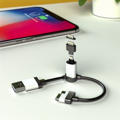 Cable USB magnético 3 en 1 trenzado de nailon Micro Tipo C 8 pines